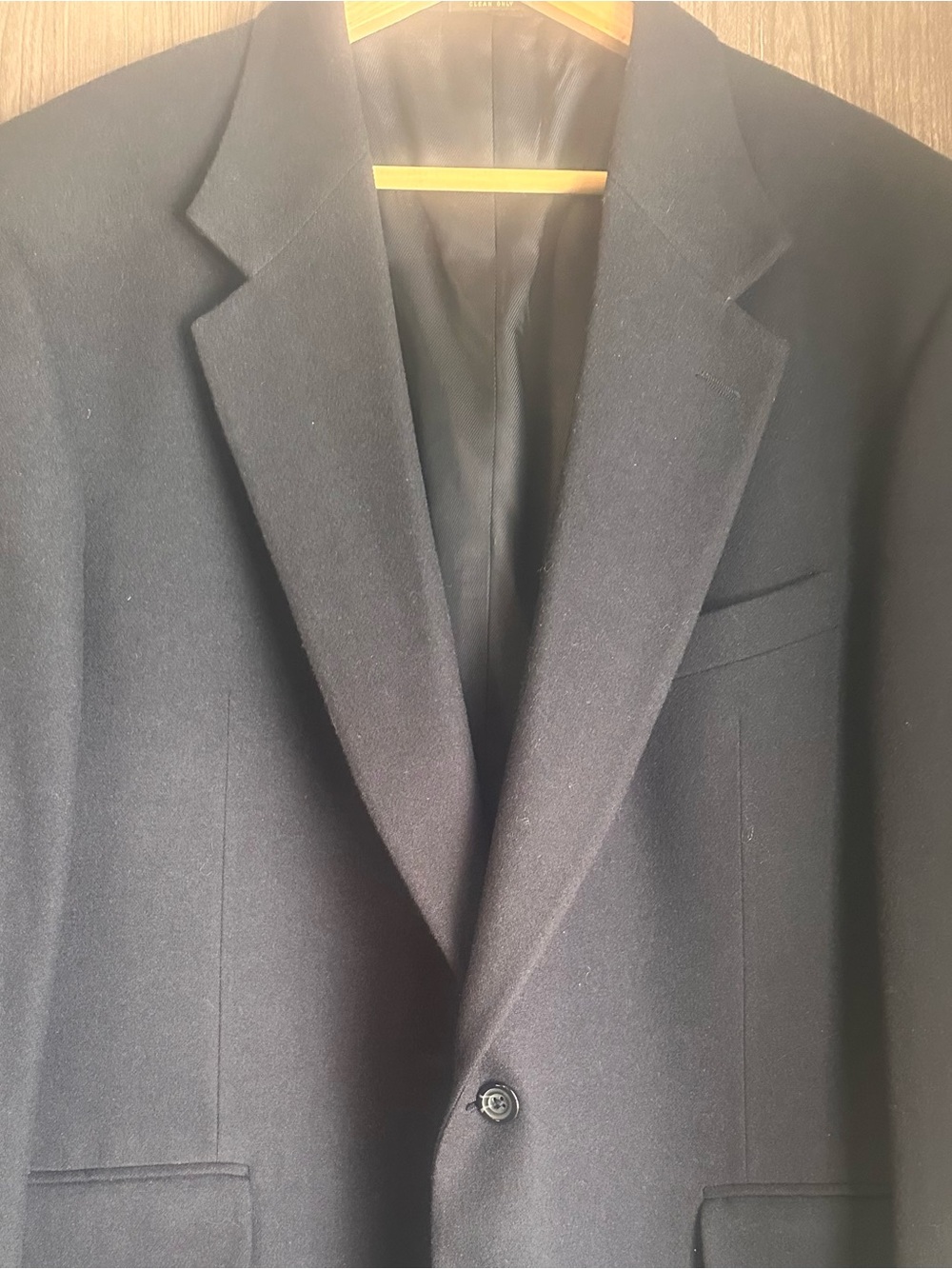Oscar De La Renta Menswear Wool Cashmere Blend Blazer Sport Coat Black 46R